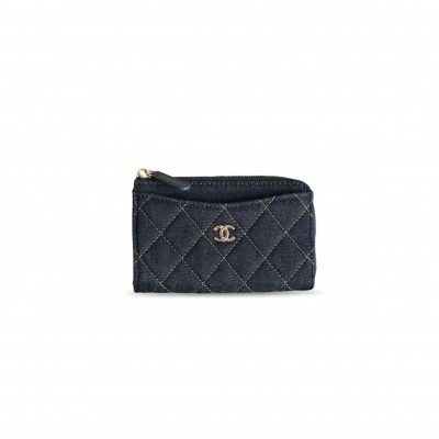 CHANEL DENIM CLASSIC ZIPPED COIN PURSE AP3179 (12*7.5*2.5cm)